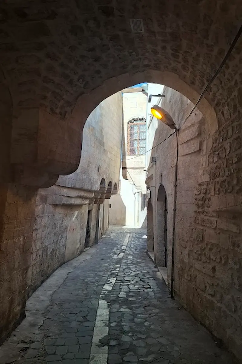 Quaint narrow street, old town Şanlıurfa, Turkey